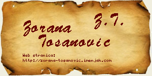 Zorana Tošanović vizit kartica